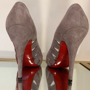 Christian Louboutin grey suede heels
